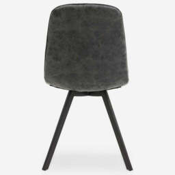 Akida Set of 4 Grey Faux Leather Dining Chairs - Dining Chair - Set of 4 Grey Faux Leather / Black Powder - thumbnail 5