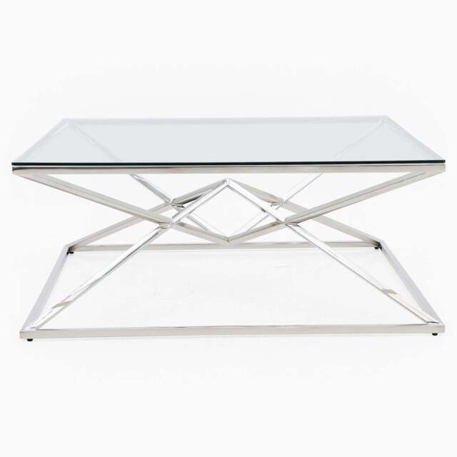 Turin Coffee Table - Coffee Table Clear Glass / Stainless Steel - image 1