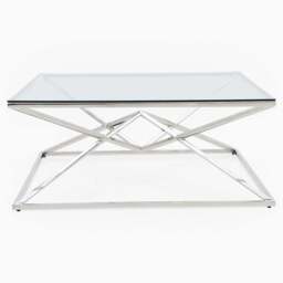 Turin Coffee Table - Coffee Table Clear Glass / Stainless Steel