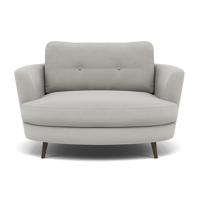 Phoebe Oval Loveseat - Oval Cuddler Grade B - Plush Velvet Silver / American Walnut - image 1