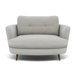 Phoebe Oval Loveseat - Oval Cuddler Grade B - Plush Velvet Silver / American Walnut - thumbnail 1