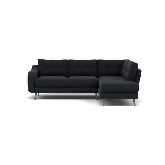 Phoebe Corner Sofa - Corner Group RHF Grade B - Right Hand Facing - Plush Velvet Charcoal / Weathered Oak - image 1