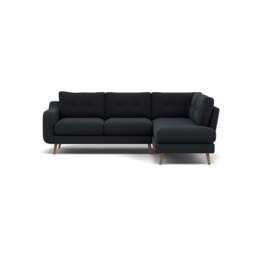 Phoebe Corner Sofa - Corner Group RHF Grade B - Right Hand Facing - Plush Velvet Charcoal / Weathered Oak