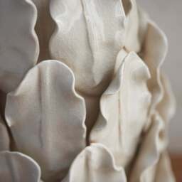 Layered Leaf Cream Table Lamp Base - DHD Layered Leaf Table Lamp Base Ivory Crackle Large - thumbnail 2