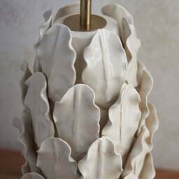 Layered Leaf Cream Table Lamp Base - DHD Layered Leaf Table Lamp Base Ivory Crackle Large - thumbnail 3