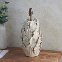 Layered Leaf Cream Table Lamp Base - DHD Layered Leaf Table Lamp Base Ivory Crackle Large