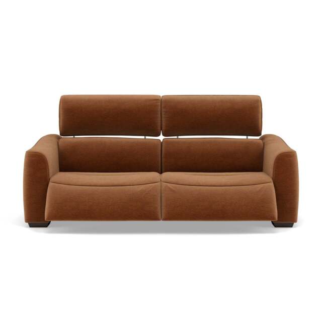 Beck Small 3 Seater Recliner Sofa - 2.5 Seater Sofa with 2 Power Recliners (Compact) Fabric - Power Recliner with USB - FAB-NTS - 17 TERRACOTTA - image 1