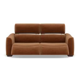 Beck Small 3 Seater Recliner Sofa - 2.5 Seater Sofa with 2 Power Recliners (Compact) Fabric - Power Recliner with USB - FAB-NTS - 17 TERRACOTTA - thumbnail 1