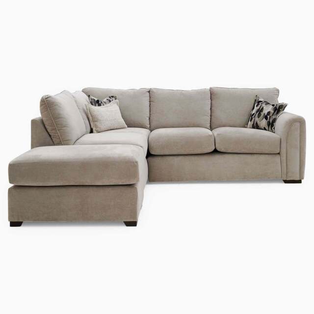 Amour Corner Sofa - Corner Group with Stool Chaise Left Grade B - Left Hand Facing - Pillow Back / Walnut / Lassie Charcoal - image 1