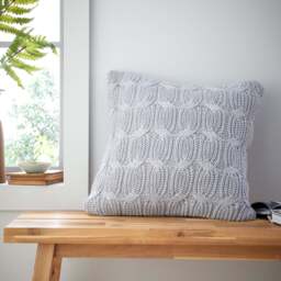 Chunky Marl Knit Silver Square Cushion - Chunky Marl Knit Silver Cushion 45x45CM - thumbnail 1