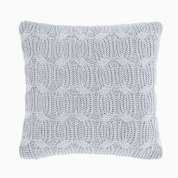 Chunky Marl Knit Silver Square Cushion - Chunky Marl Knit Silver Cushion 45x45CM - thumbnail 2