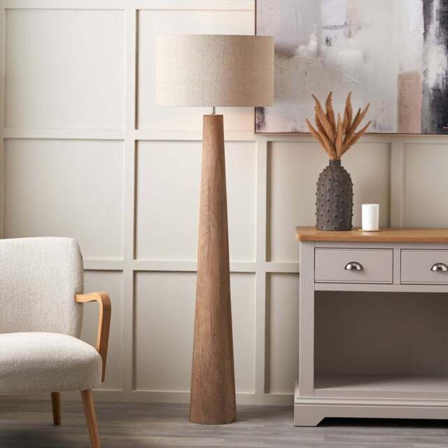 Esha Floor Lamp Rouen White Boucle Shade - Esha Floor Lamp Rouen 50CM White Boucle Shade - image 1