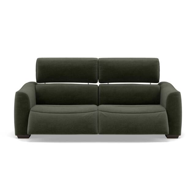 Beck Small 3 Seater Recliner Sofa - 2.5 Seater Sofa with 2 Power Recliners (Compact) Fabric - Power Recliner with USB - FAB-CAN-352 FORREST GREEN - image 1