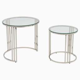Florence Coffee Table - Coffee Table Set Clear Glass / Stainless Steel