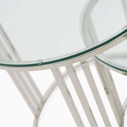 Florence Coffee Table - Coffee Table Set Clear Glass / Stainless Steel - thumbnail 3