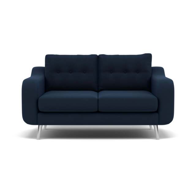 Phoebe 2 Seater Sofa - Small Sofa Standard Back Grade B - Plush Velvet Indigo / Chrome - image 1