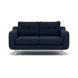 Phoebe 2 Seater Sofa - Small Sofa Standard Back Grade B - Plush Velvet Indigo / Chrome