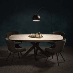 Avalon Motion Dining Table - Motion Dining Table 140/210cm Sintered Stone / Satin Grey - 140cm - thumbnail 2