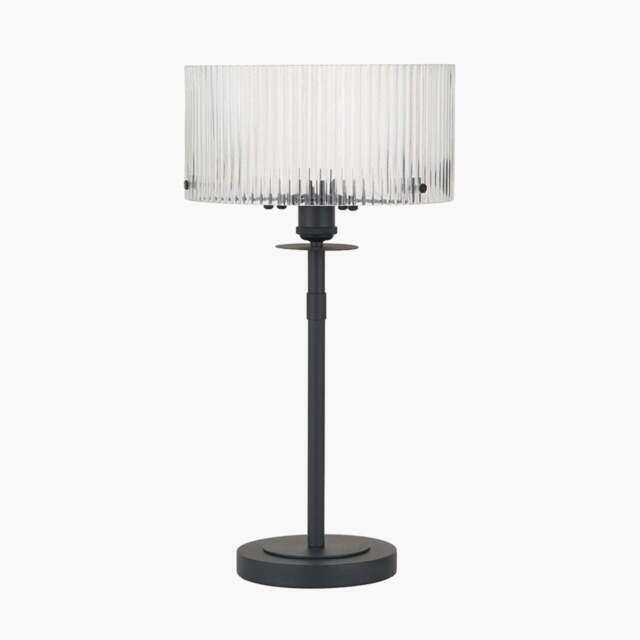 Clara Ribbed Glass Black Metal Round Table Lamp - Clara Ribbed Glass Black Metal Round Table Lamp - image 1