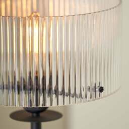 Clara Ribbed Glass Black Metal Round Table Lamp  - Clara Ribbed Glass Black Metal Round Table Lamp - thumbnail 3