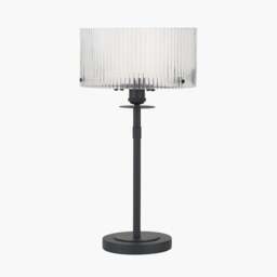 Clara Ribbed Glass Black Metal Round Table Lamp  - Clara Ribbed Glass Black Metal Round Table Lamp
