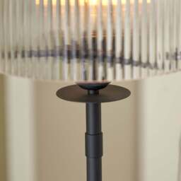Clara Ribbed Glass Black Metal Round Table Lamp  - Clara Ribbed Glass Black Metal Round Table Lamp - thumbnail 4