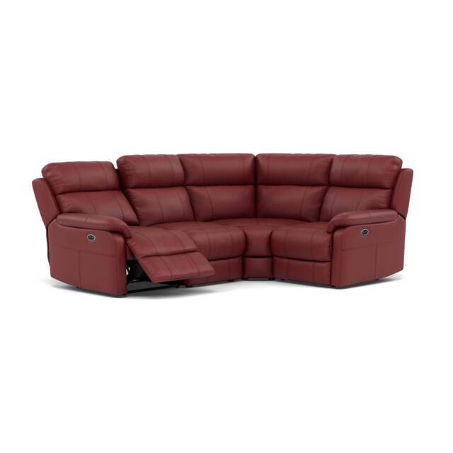 Fara Small Corner Recliner Sofa - Combination 5 2 Corner 1 with 2 Power Recliners Cat 25S - Right Hand Facing - Power Recliner with USB - NCS-854C RUSTIC RED - image 1