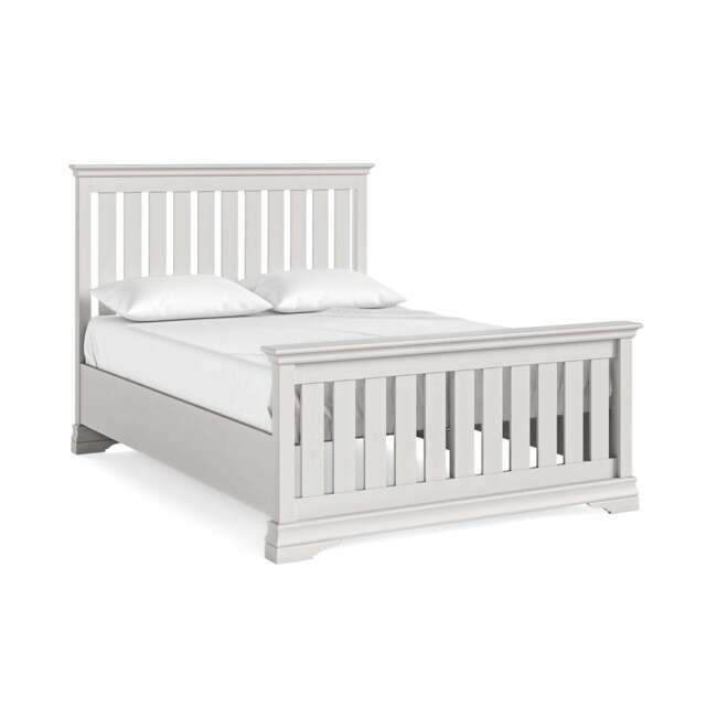 "Aria Grey Bedframe - Slatted 4'6"" High Footend Light Grey - Double" - image 1
