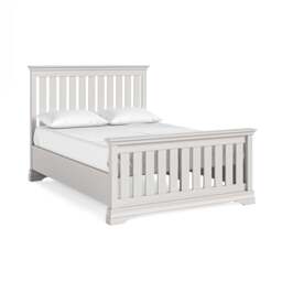 "Aria Grey Bedframe - Slatted 4'6"" High Footend Light Grey - Double" - thumbnail 1