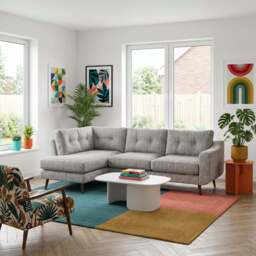 Phoebe Corner Sofa - Corner Group LHF Grade B - Left Hand Facing - Plush Velvet Silver / Natural - thumbnail 2