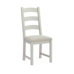 Salford Pair of Beige Ladderback Dining Chairs - Ladder Dining Chair - Pair Stone Grey / Beige Fabric - thumbnail 2