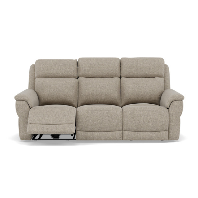 Juno 3 Seater Recliner Sofa - 3 Seater Power Recliner Sofa with USB F8 - Power Recliner with USB - Hopsack Linen 70004 - image 1