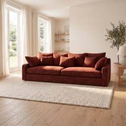 Thalia 3 Seater Sofa - Large Split Sofa Grade B - Split Back Frame - Pillow Back / Plush Velvet Silver - thumbnail 2