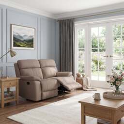 Galaxy 2 Seater Recliner Sofa - 2 Seater Sofa 2 Manual Recliners Fabric - Manual Recliner - BFA-BLJ-04 TOBACCO - thumbnail 2