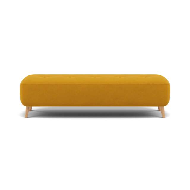 Phoebe Footstool - Medium Bench Stool Grade B - Plush Velvet Turmeric / Natural - image 1