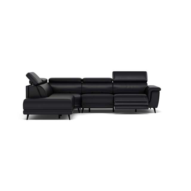 Sparta Corner Recliner Sofa - Combination 4 - Right Hand Facing Sofa Corner Group (Two Motors) Cat M/S - Right Hand Facing - Power with Power Headrest & USB - M5657 Melbourne Black - image 1