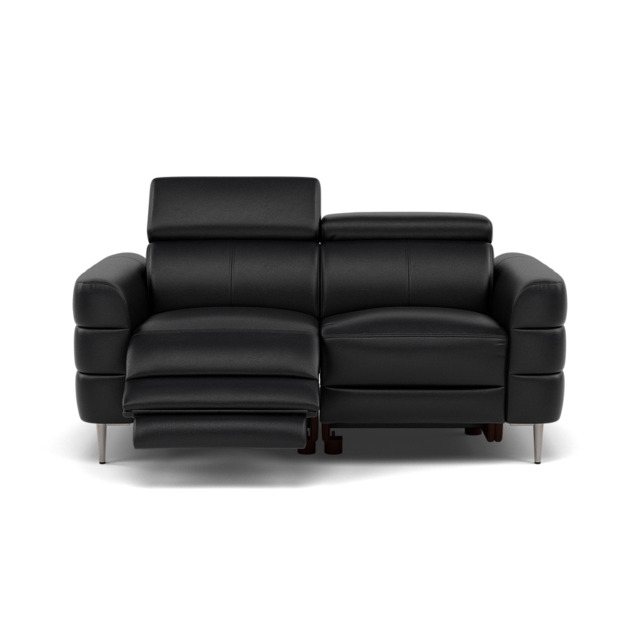 Hoy 2 Seater Recliner Sofa - 2 Str W/ 2 Power Recliner W/ 2 Manual Headrest Cat M - Power with Manual Headrest - M5657 Melbourne Black - image 1