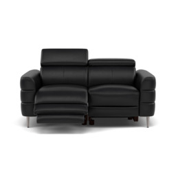 Hoy 2 Seater Recliner Sofa - 2 Str W/ 2 Power Recliner W/ 2 Manual Headrest Cat M - Power with Manual Headrest - M5657 Melbourne Black - thumbnail 1