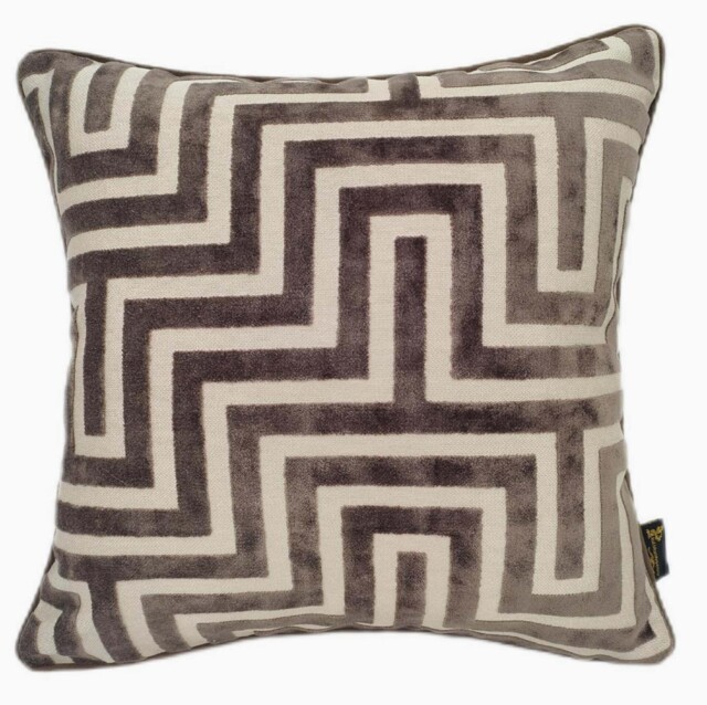 Abstract Cut Velvet Brown Square Cushion - Amazing PM Cut Velvet Choc 43x43CM Cushion - image 1