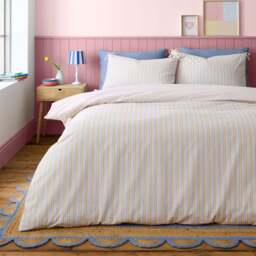 Catherine Lansfield Brighton Stripe Duvet Set Pastel - SALE Brighton Stripe Double Duvet Set Pastel - thumbnail 1