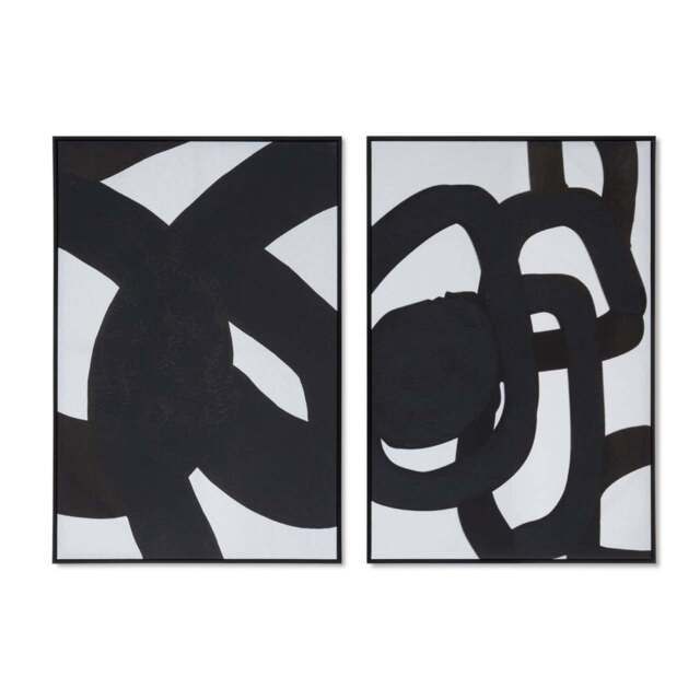 Astratto Set Of Two Black & White Abstract Wall Art - DISC Astratto Set Of Two B&W Abstract Wall Art - image 1