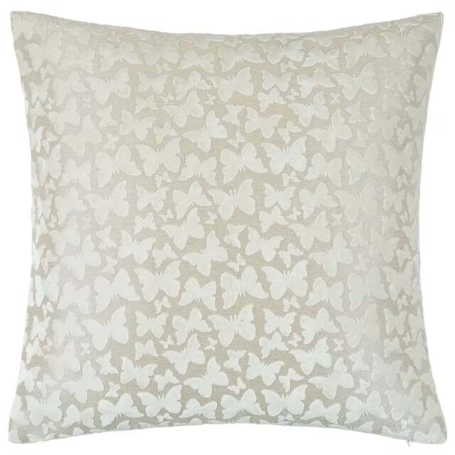 Velvet Butterfly Cream Square Cushion - Velvet Butterfly Ivory Cushion 50CM - image 1