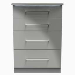 Portland 4 Drawer Deep Chest - 4 Drawer Deep Chest - GGDG - Grey Gloss & Dusk Grey - thumbnail 1