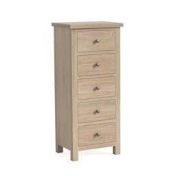 Elmstead Oak 5 Drawer Tall Chest - 5 Drawer Tall Chest Oak - thumbnail 1