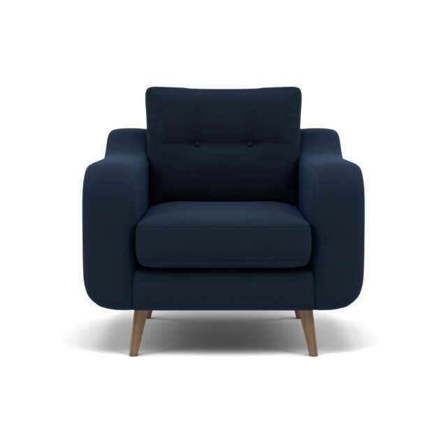 Phoebe Armchair - Chair Grade B - Plush Velvet Indigo / Weathered Oak - image 1