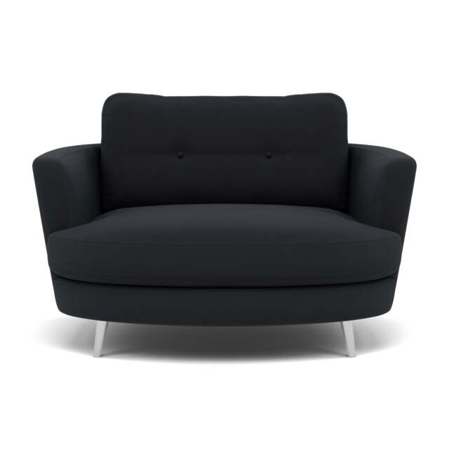 Phoebe Oval Loveseat - Oval Cuddler Grade B - Plush Velvet Charcoal / Chrome - image 1