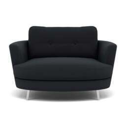 Phoebe Oval Loveseat - Oval Cuddler Grade B - Plush Velvet Charcoal / Chrome