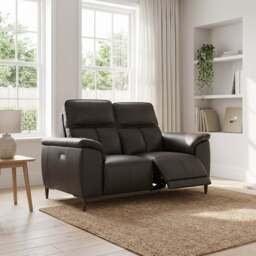 Loma Small 3 Seater Recliner Sofa - 2.5 Seater Sofa with 2 Power Recliners (Compact) USB Cat 20S - Power Recliner with USB - NWS-605D WARM BROWN - thumbnail 2