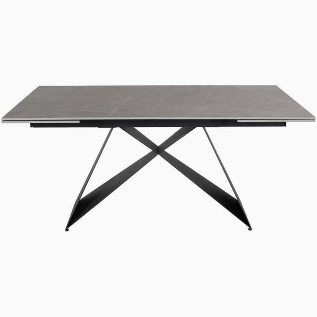 Odessey Extending Dining Table - Extending Dining Table 160cm Grey Sintered Stone / Black Powder Coat Metal Base - image 1