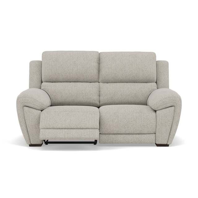 Echo 2 Seater Recliner Sofa - 2 Seater 2 Power Recliners Lumber Support Fabric - Power With Power Headrest Footrest Lumbar & USB - FAB-MIL-104 OYSTER - image 1